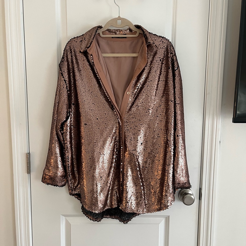 Vici Rose Gold Sequin Blouse Taylor Swift Showgirl